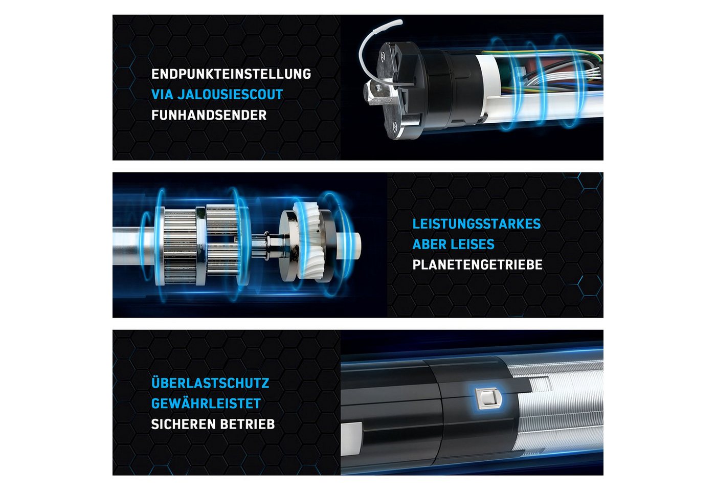 jalousiescout Rollladenmotor Funk-Rollladenmotor MK, 10/14 (10 Nm / SW40), (Packung, 1 St), 40 mm, mit Funk, 10 Nm Bild 4