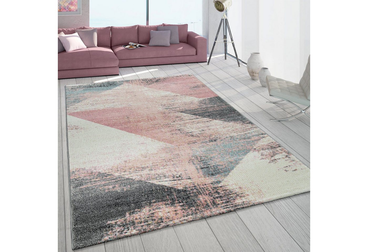 KADIMA DESIGN Teppich Farbverlauf Wohnzimmer schmutzabweisend Teppich Kurzflor, Rechteckig, Höhe: 16 mm, Florhöhe: 12 mm, 100% Polypropylen, Rechteckig, 60x100cm, Mehrfarbig Bild 2
