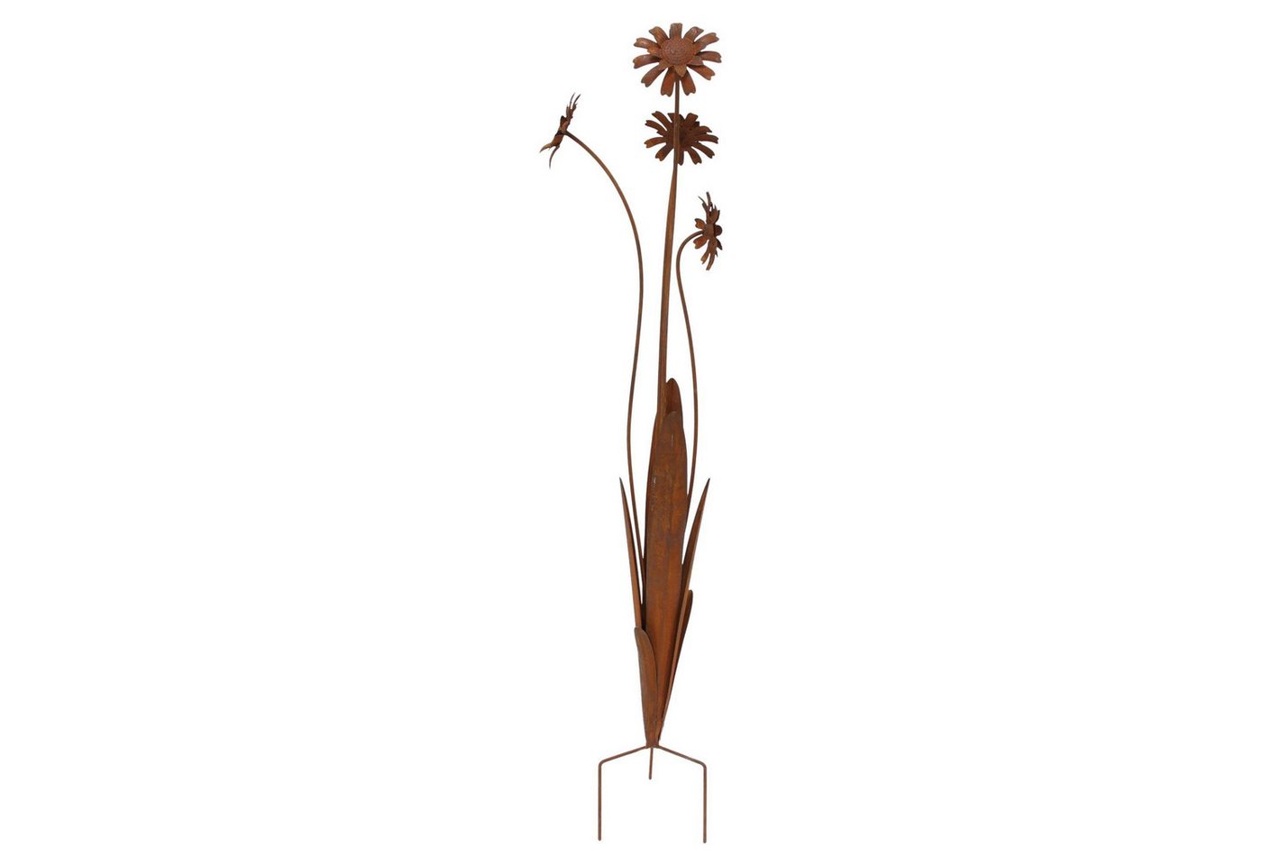 Dekoleidenschaft Gartenstecker "Rostblumen" Metall, Rost Finish, 100 cm hoch, Dekostecker Roststecker wetterfest, Outdoor Gartendeko für Draußen Bild 2