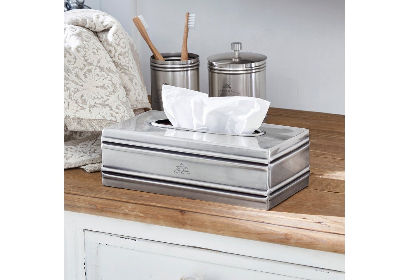 Mirabeau Badaccessoire-Set Taschentuchbox Suzette antiksilber Bild 3