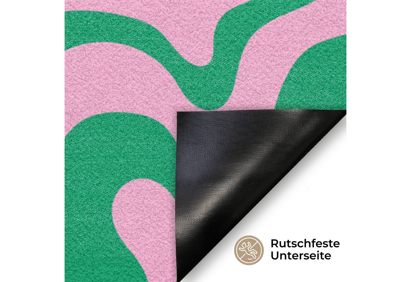 MuchoWow Fußmatte Abstrakt - Muster - Grün - Rosa - Farbenfroh, Rechteckig, innen Schmutzfangmatte, Tür, Schmutzfänger Flur, Teppich 60x40 cm Bild 3