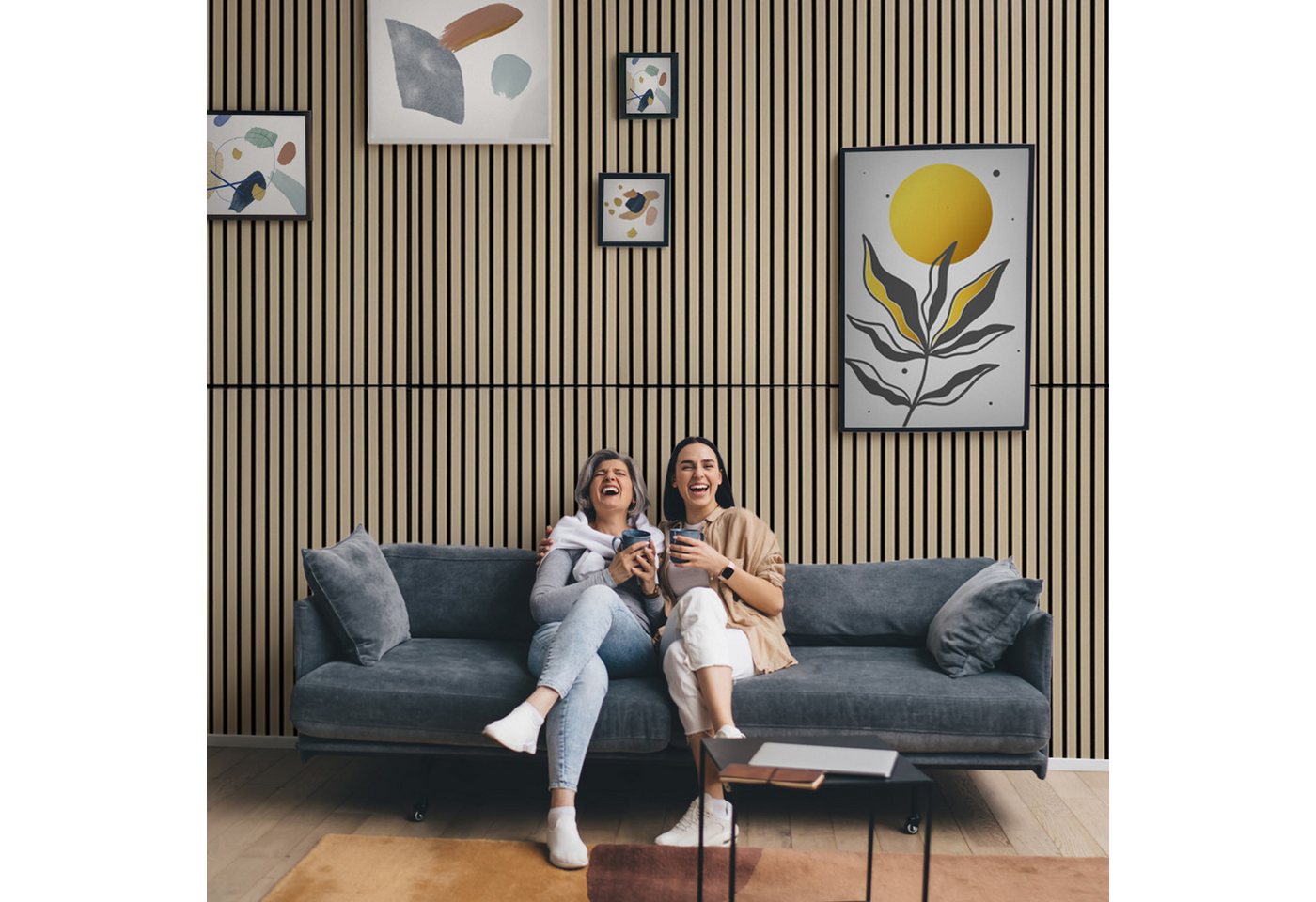 IZODEKOR 3D Wandpaneel Akustikpaneel Selbstklebend Holzoptik 60x120cm, BxL: 120x60 cm, 0,72 qm, (4 Wandpaneele, je 0,72 m², insgesamt 2,88 m)