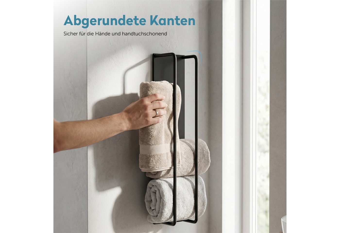 doporro Handtuchhalter Handtuchstange ohne Bohren selbstklebend aus Metall 40cm Tavrin-03, Horizontal und vertikale benutzt möglich Bild 2