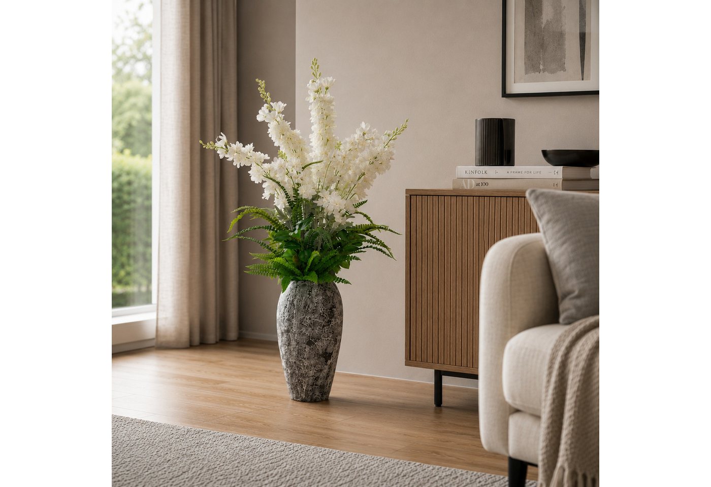 Kunstpflanze Blumengesteck künstlich mit Vase 104cm, UNUS HOME, Kunstblume, Kunstpflanze, mit Vase Bild 4