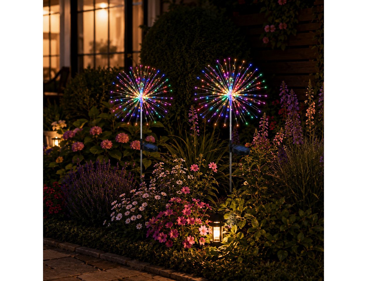 Fyrove LED Solarleuchte LED Solarleuchte Solarlampen Garten 420 LED Feuerwerk Solarleuchten, gartendeko, solarlampen für außen, Bunt, Warmweiß, Tageslichtweiß, Leuchtmittel, Wetterfest Pusteblume Solarlampen 8 Modi mit Erdspieß Bild 5