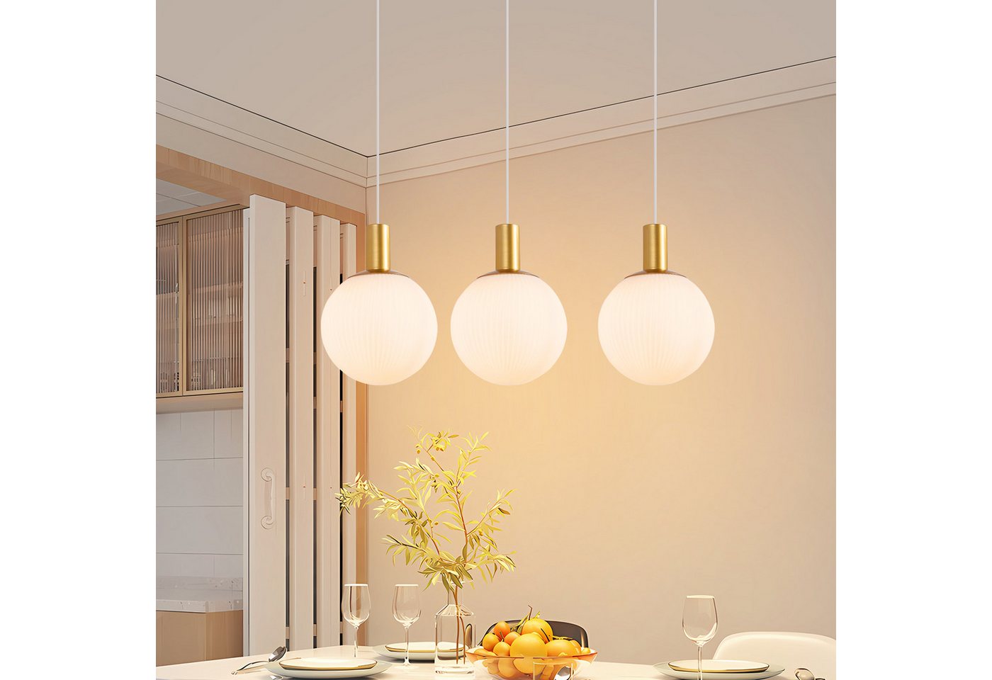 ZMH Pendelleuchte Esstisch 3/4 flammig, Hängeleuchte E27, höhenverstellbare Hängelampe, Höhenverstellbar, ohne Leuchtmittel, 182CM Retro Hängeleuchte für Wohnzimmer
