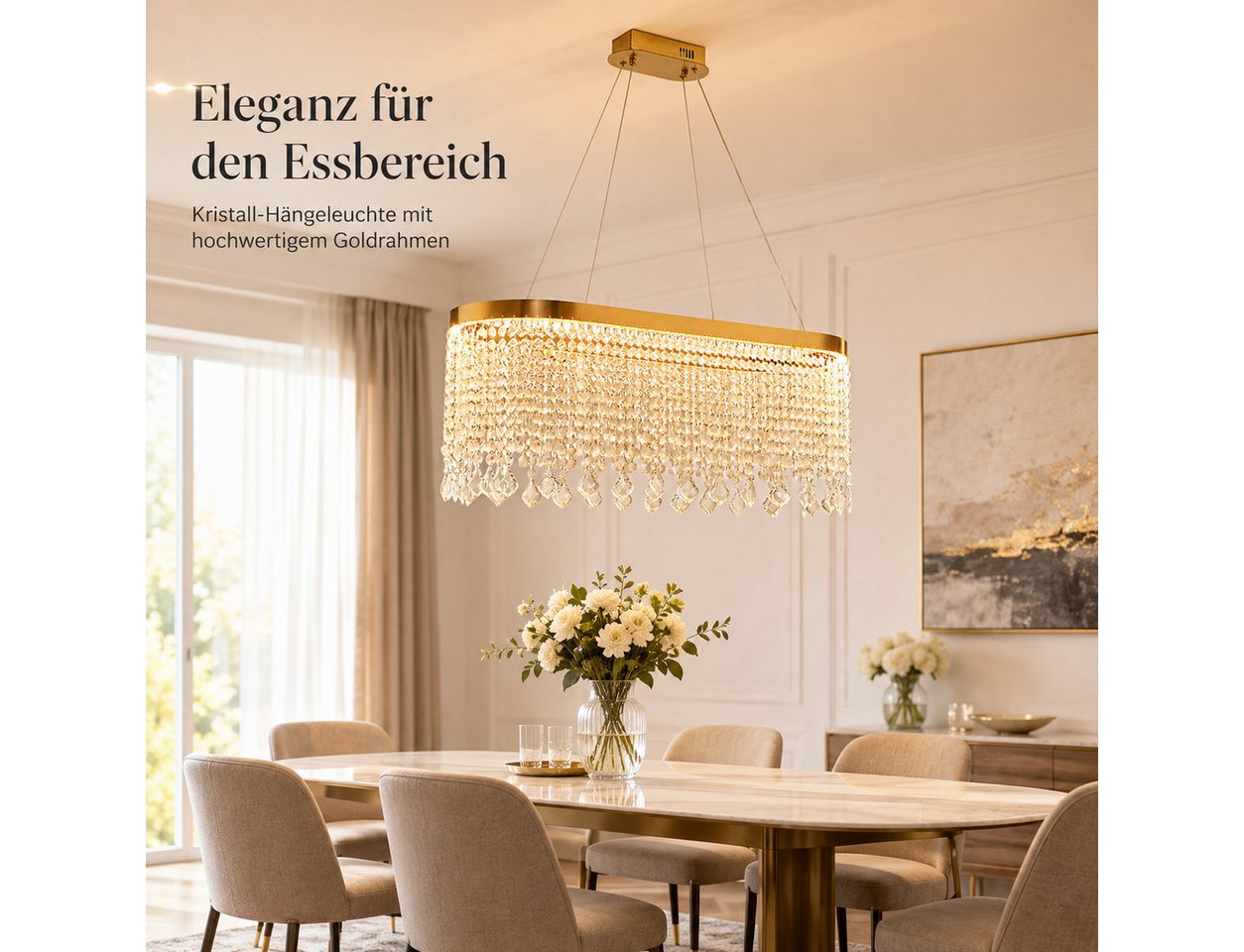 Fyrove Deckenleuchte Kristall Pendelleuchte, dimmbare Hängelampe 80cm, App & Fernbedienung, LED fest integriert, 70W, 3000K-5700K Bild 5