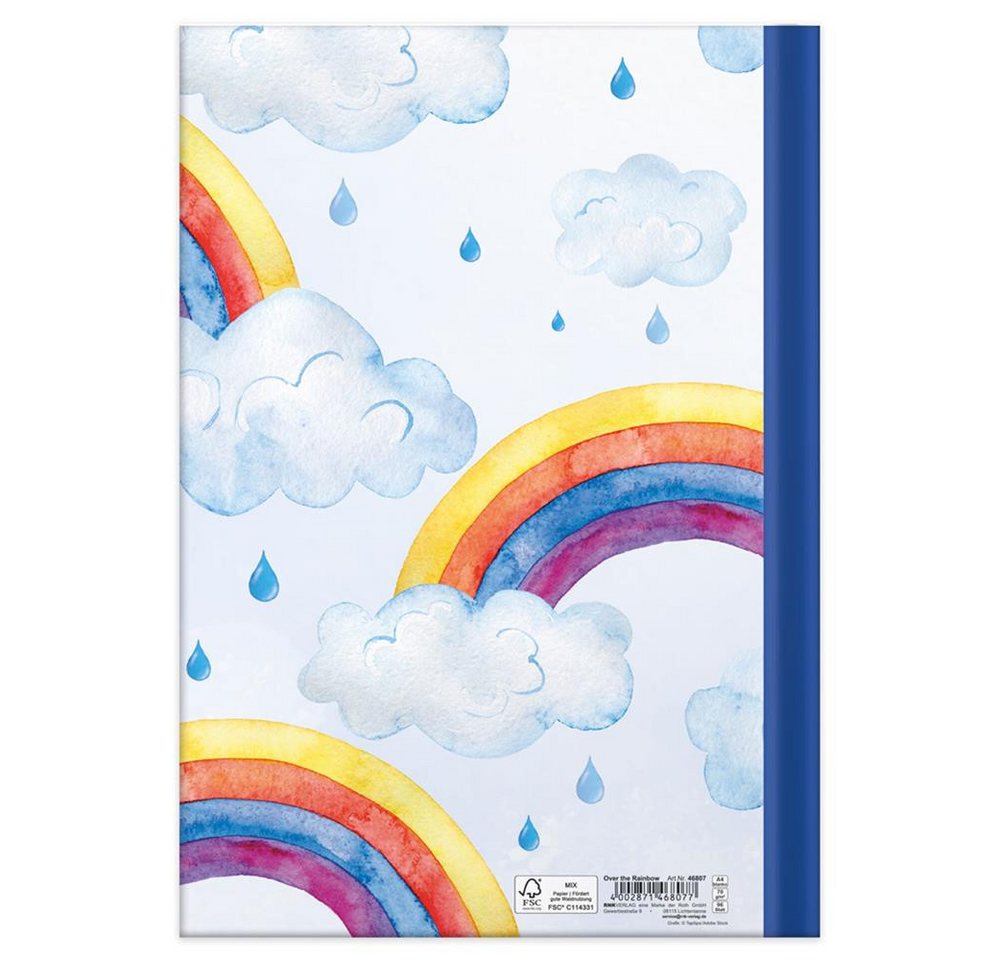RNK Verlag Notizbuch Over the Rainbow DIN A4 Hardcover blanko 96 Blatt, Skizzenbuch, Zeichenbuch, Kreativbuch, Ideenbuch, Künstlerbuch Bild 3
