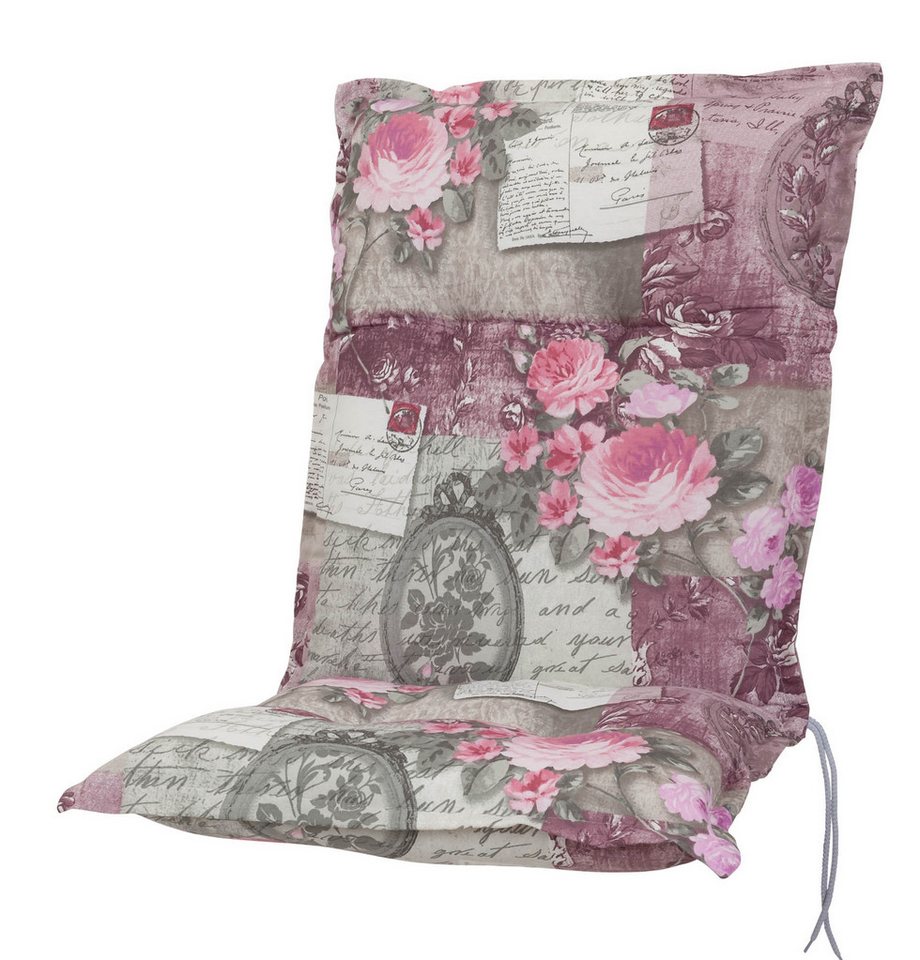 KETTtex Sesselauflage Niederlehner Rom 0798 rosa-grau Blumen Landhaus 103x50x9 cm KETTtex Bild 2