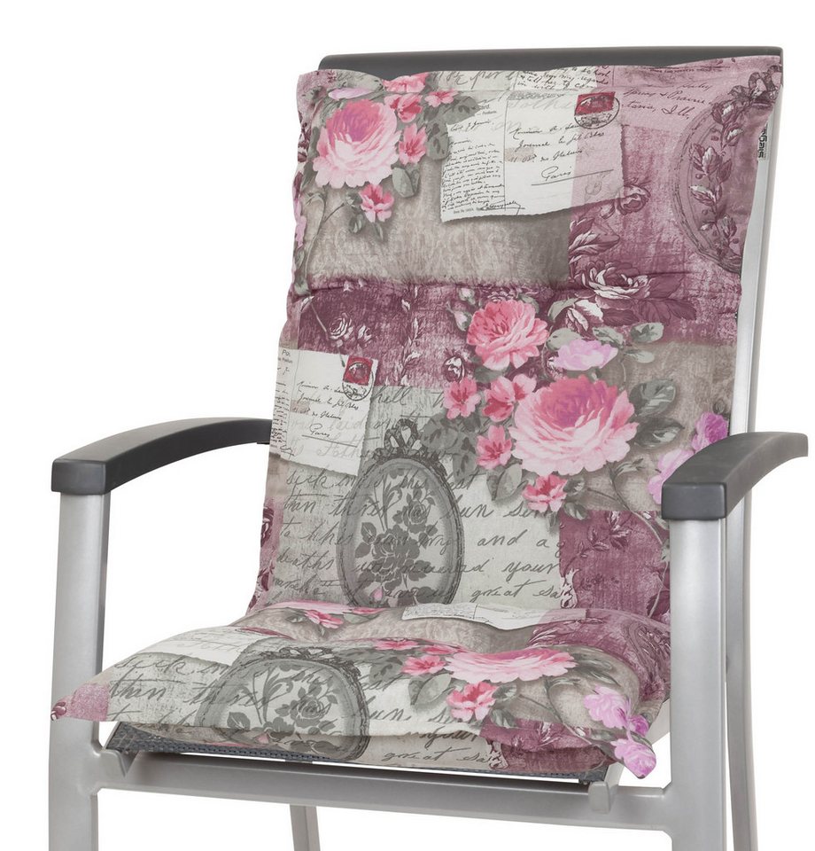 KETTtex Sesselauflage Niederlehner Rom 0798 rosa-grau Blumen Landhaus 103x50x9 cm KETTtex Bild 3