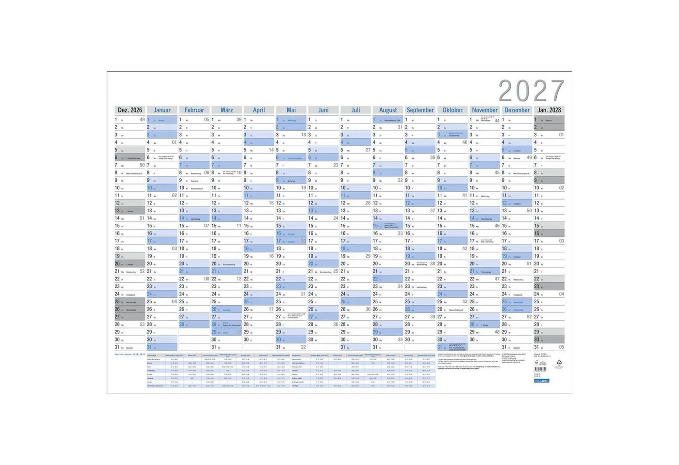 Wandkalender Wandplaner Neut**l 2027 Bild 2