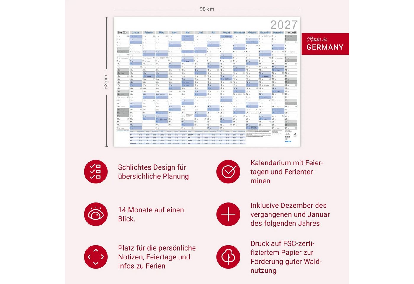 Wandkalender Wandplaner Neut**l 2027 Bild 3