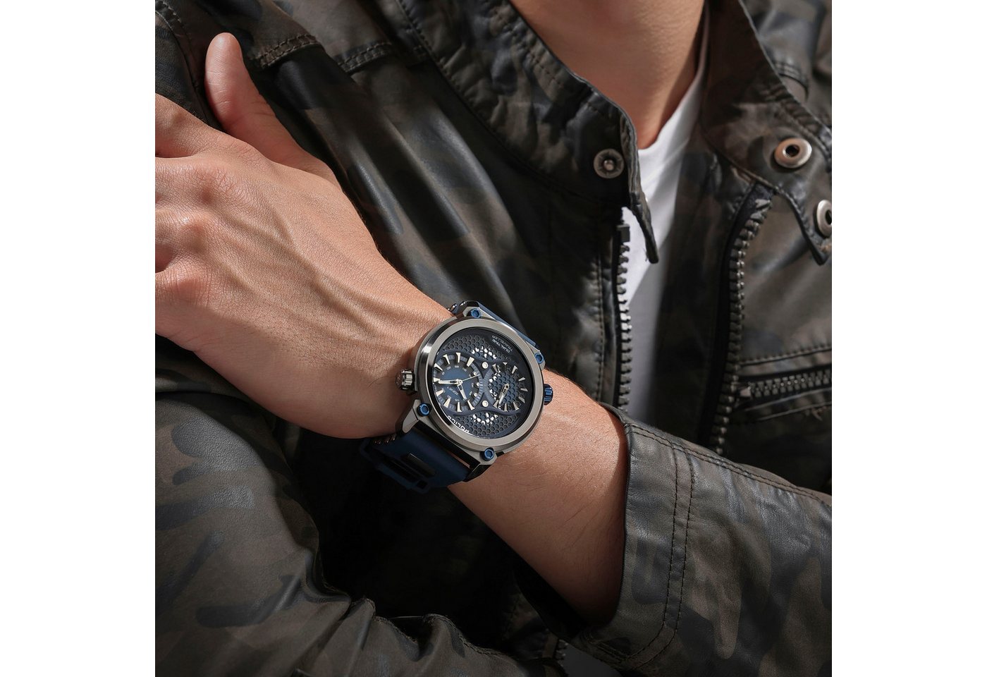 Police Multifunktionsuhr BOA PEWGM0071803, Quarzuhr, Armbanduhr, Herrenuhr, Silikonarmband, analog, Dualzeit Bild 2