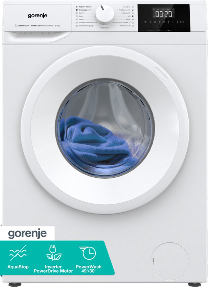 GORENJE Waschmaschine W51G1PS62BP, 6 kg, 1200 U/min, Trommelreinigungsprogramm, Aquastop-Schlauch Bild 2