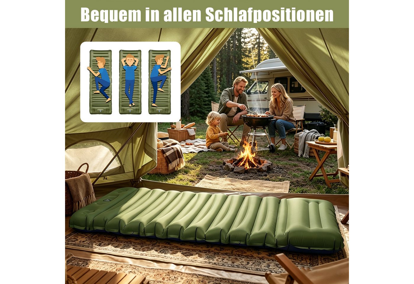 AKKEE Isomatte Outdoor, Isomatte Camping Outdoor, Isomatte Ultraleicht 198 x 68 cm, Outdoor Camping Schlafmatte Aufblasbar Sleeping Pad Bild 2