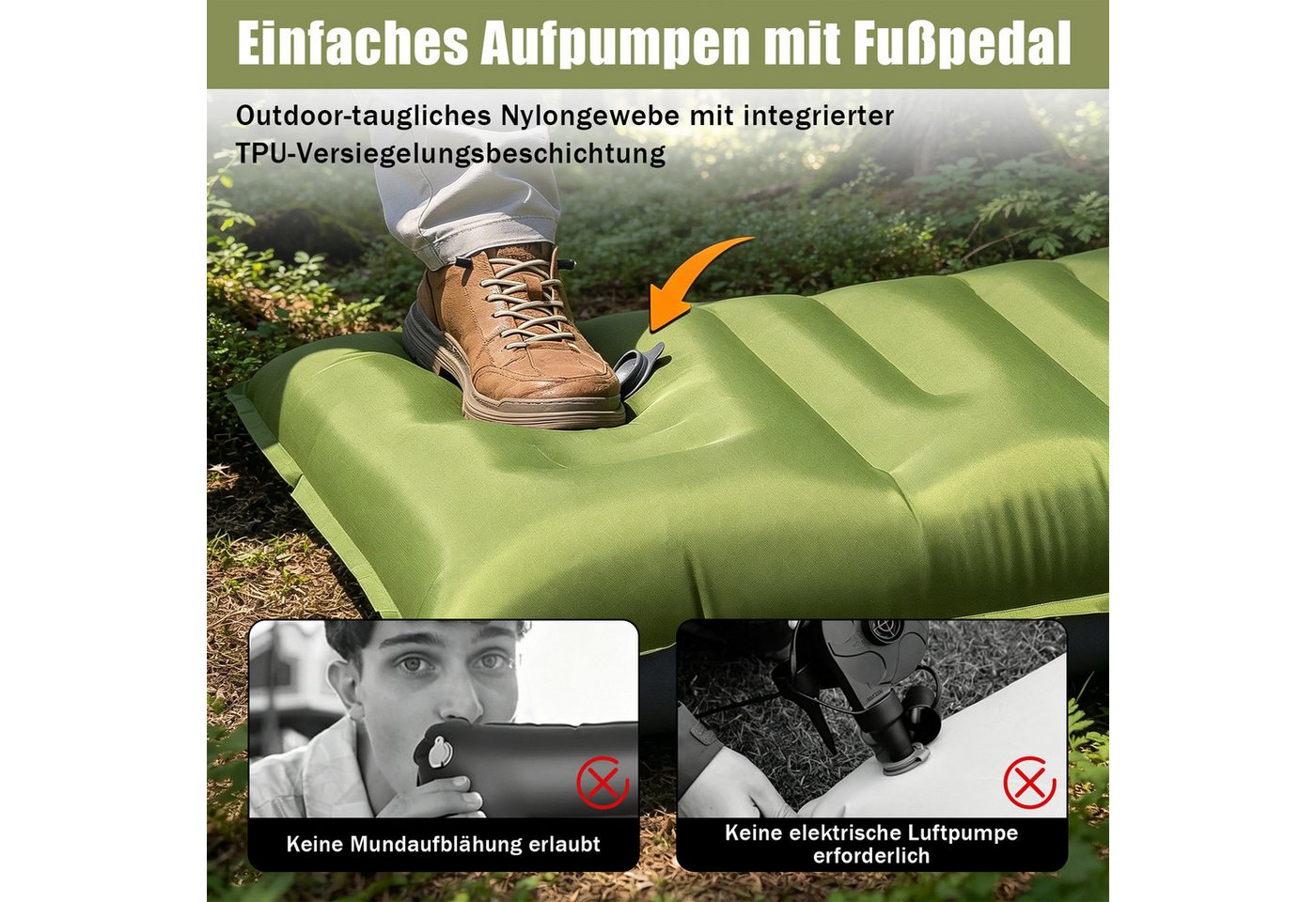 AKKEE Isomatte Outdoor, Isomatte Camping Outdoor, Isomatte Ultraleicht 198 x 68 cm, Outdoor Camping Schlafmatte Aufblasbar Sleeping Pad Bild 5