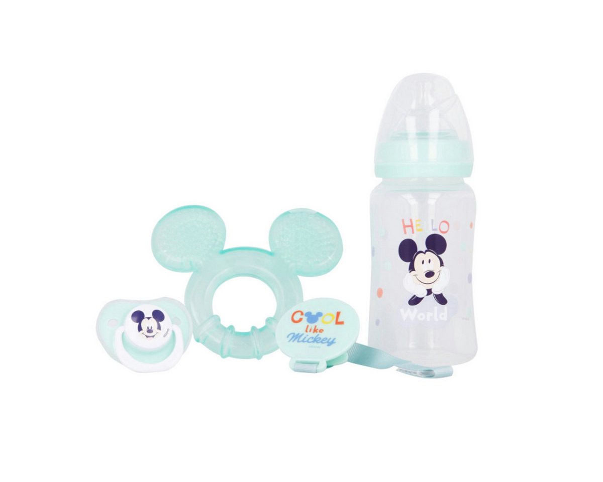 Disney Babyflasche Disney Baby Mickey Maus Flasche Schnuller Schnullerhalter und Beißring, Geschenkverpackung