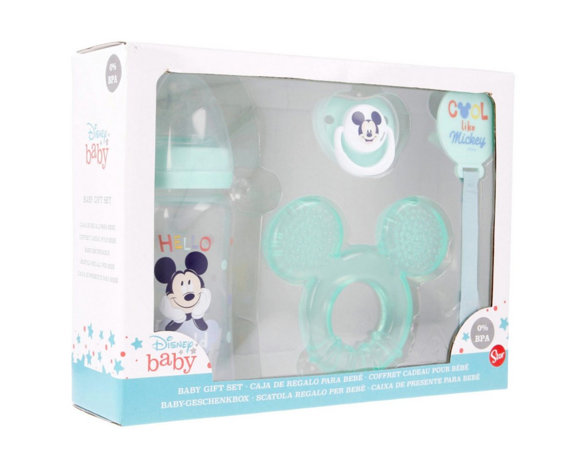 Disney Babyflasche Disney Baby Mickey Maus Flasche Schnuller Schnullerhalter und Beißring, Geschenkverpackung Bild 2