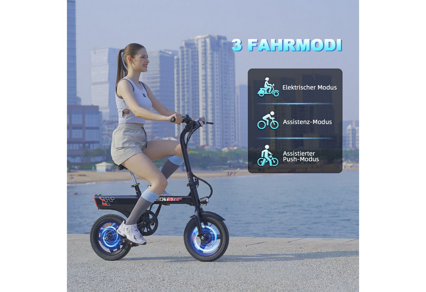 RAOO MIN E-Bike 250W Elektrofahrrad, max. 45km, 3 Fahrmodi, Scheibenbremsen, LCD Bild 3