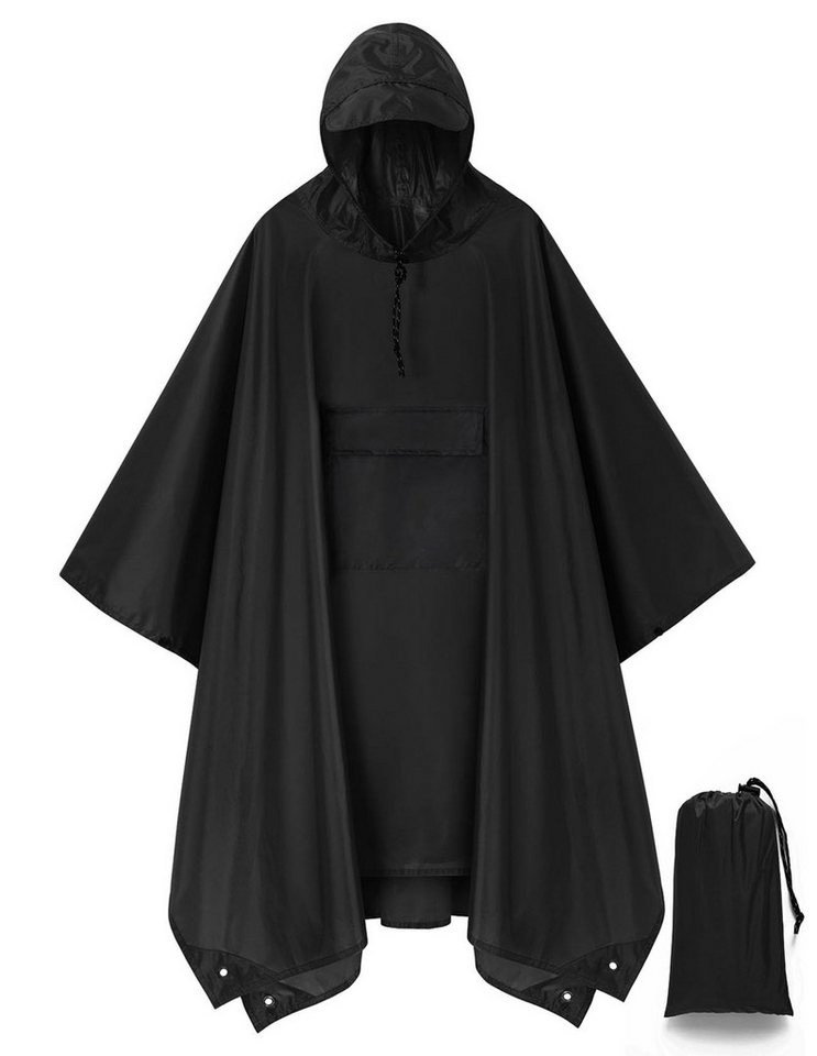 MOPUEA Regenmantel Regenponcho Regenjacke Wasserdicht Größe Regenponcho160×210 cm (Leicht, Faltbar) 3-in-1 Outdoor Poncho mit Kapuze und Tasche Bild 4