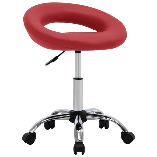 vidaXL Arbeitshocker auf Rollen Weinrot Kunstleder 323669