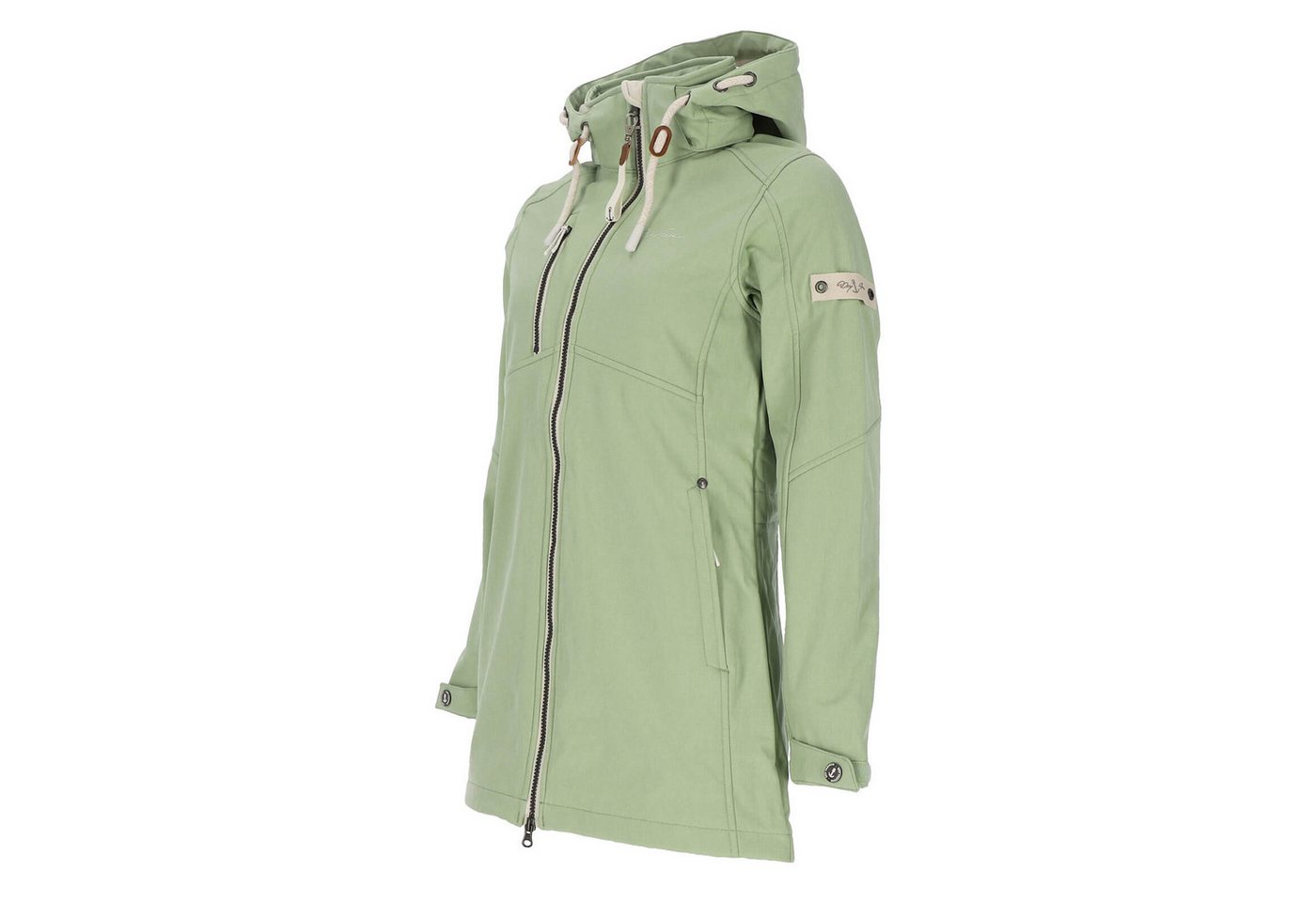 Dry Fashion Softshellmantel Büsum Damen Softshelljacke Fleece-Innenfutter - Mantel Jacke Outdoor Atmungsaktiv, Verstellbare & abnehmbare Kapuze, 2-Wege-Reißverschluss