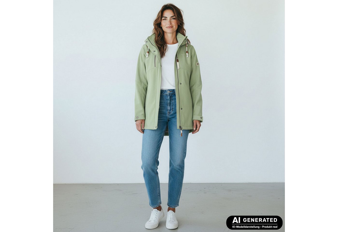 Dry Fashion Softshellmantel Büsum Damen Softshelljacke Fleece-Innenfutter - Mantel Jacke Outdoor Atmungsaktiv, Verstellbare & abnehmbare Kapuze, 2-Wege-Reißverschluss Bild 3