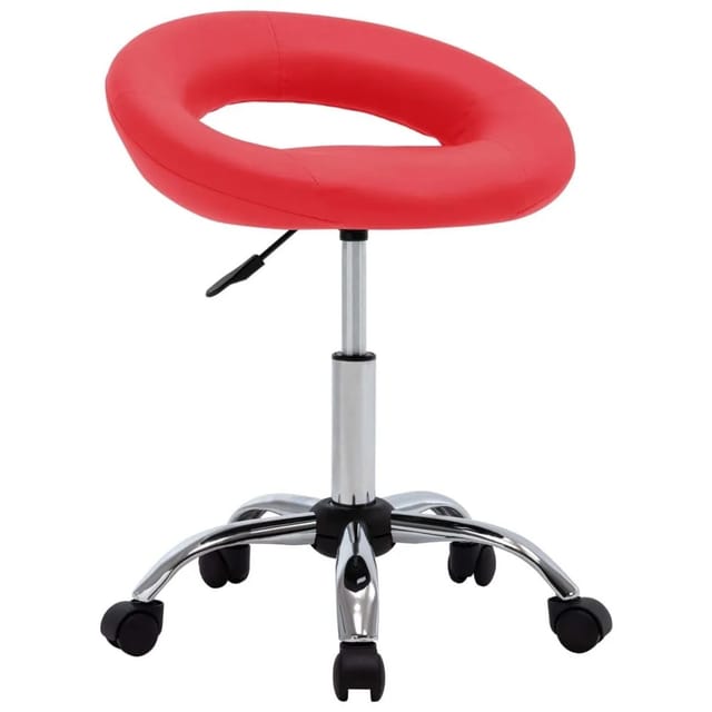 vidaXL Arbeitshocker auf Rollen Rot Kunstleder 323665