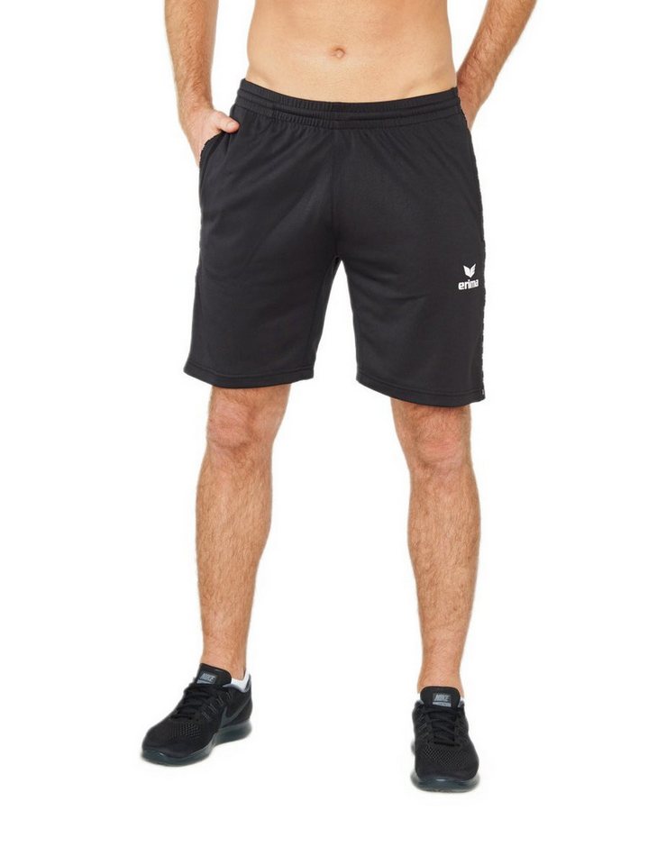 Erima Trainingshose Short Basic (100% Polyester, Reißverschlusstaschen) kurz schwarz