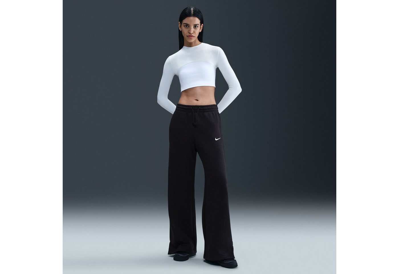 Nike Sporthose W NSW PHNX FLC HR PANT WIDE 2 BLACK/SAIL Bild 4