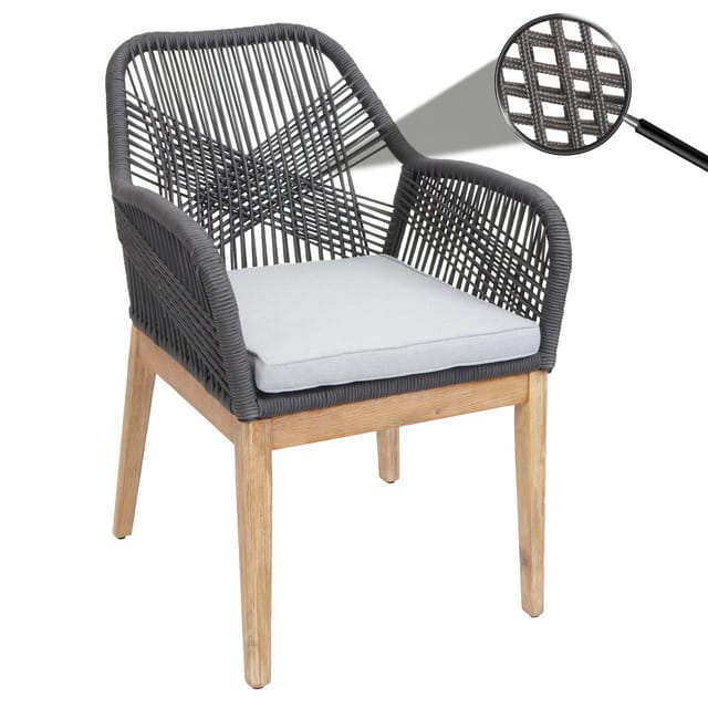 MCW Gartenstuhl H56b Dunkelgrau Kissen Hellgrau