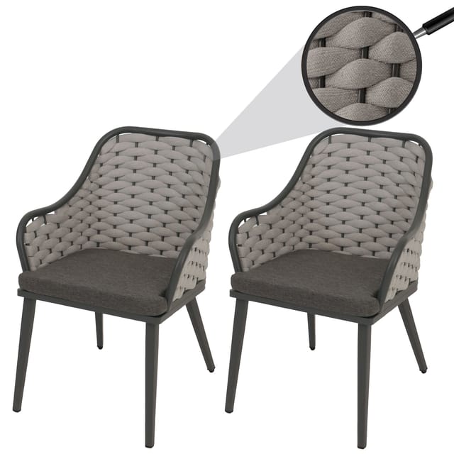 MCW Gartenstuhl O16 2er-Set Hellgrau Kissen Dunkelgrau