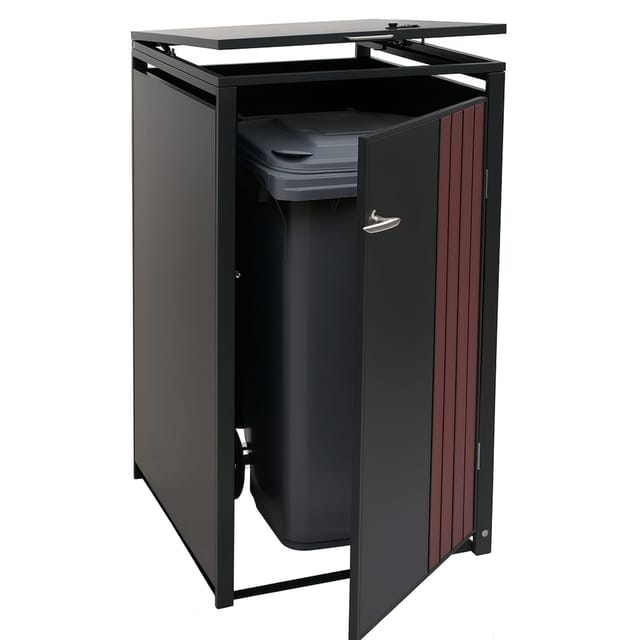 MCW 1er-Mülltonnenverkleidung O67 Anthrazit Holzoptik Dunkel 122x68x84cm