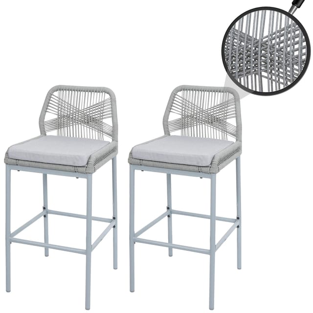MCW Barhocker O21 2er-Set Hellgrau Kissen Hellgrau