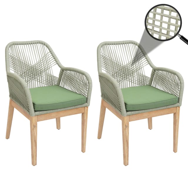 MCW Gartenstuhl H56b 2er-Set Grün Kissen Grün