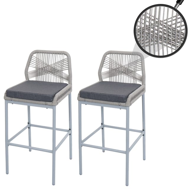 MCW Barhocker O21 2er-Set Hellgrau Kissen Dunkelgrau