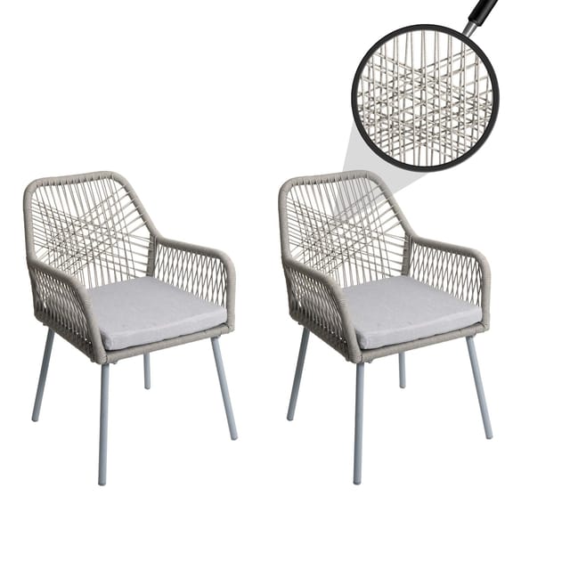 MCW Gartenstuhl O12 2er-Set Sitzpolster Aluminium Grau Bezug Grau