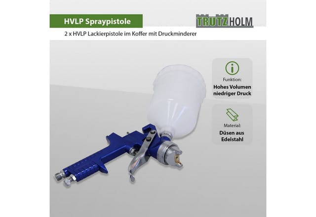 TRUTZHOLM 2x HVLP Spraypistole Lackierpistole Set Druckminderer Koffer Spritzpistole