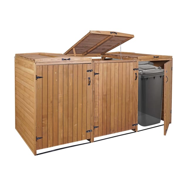 MCW 3er-/6er-Mülltonnenverkleidung H74 Braun 126x238x98cm