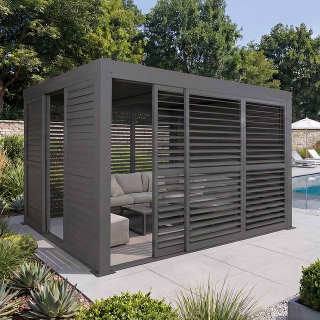 MCW Pergola L46 mit Schiebetür Anthrazit 3x3m