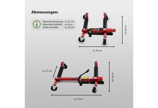 TRUTZHOLM 4x Rangierhilfe PKW Hydraulisch Tragkraft 680 kg für Reifenbreite bis 30 cm
