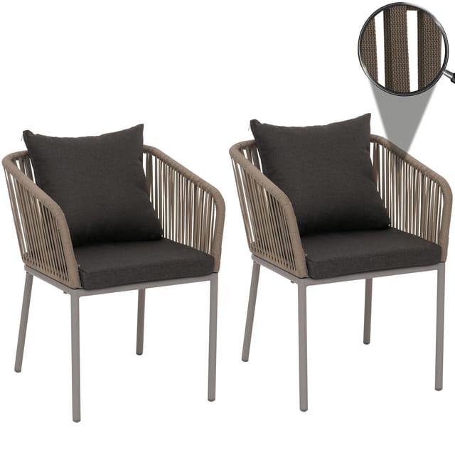 MCW Gartenstuhl N41 2er-Set Grau Kissen Dunkelgrau