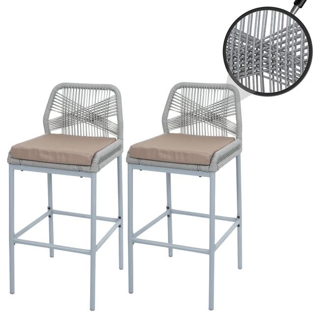 MCW Barhocker O21 2er-Set Hellgrau Kissen Taupe