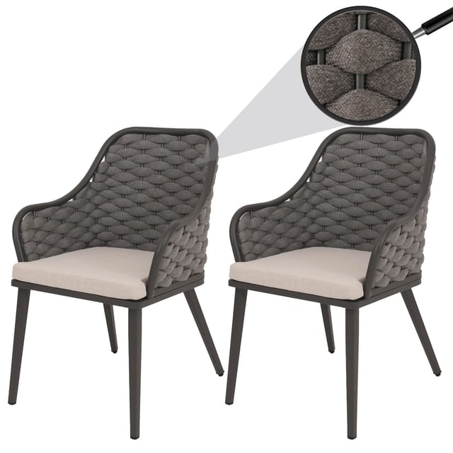 MCW Gartenstuhl O16 2er-Set Anthrazit Kissen Taupe