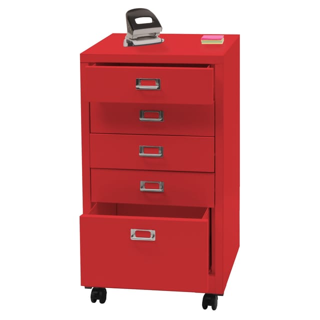 MCW Rollcontainer L49 Rot 5 Schubladen