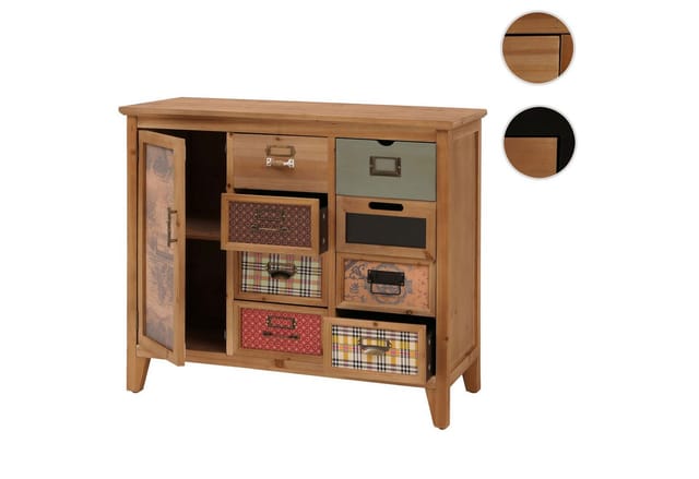 MCW Apothekerkommode O63 Vintage Shabby Muster Korpus Natur