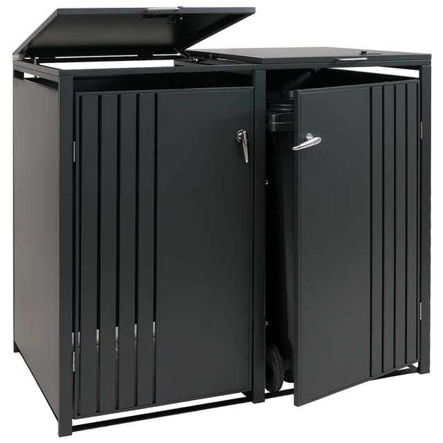 MCW 2er-Mülltonnenverkleidung O67 Anthrazit 122x132x84cm