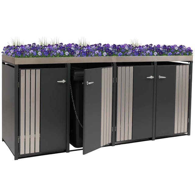 MCW Mülltonnenverkleidung O67 Anthrazit Edelstahl 125x260x84cm