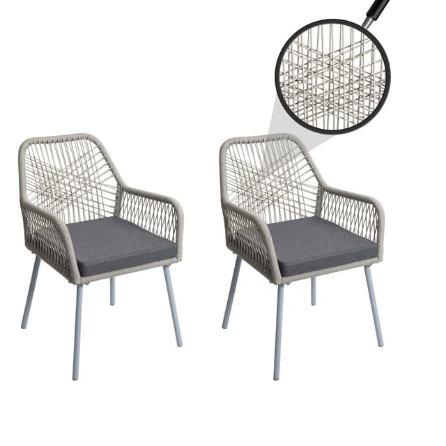 MCW Gartenstuhl O12 2er-Set Sitzpolster Aluminium Grau Bezug Dunkelgrau