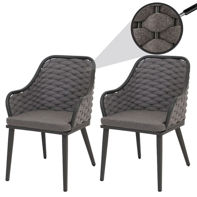 MCW Gartenstuhl O16 2er-Set Anthrazit Kissen Dunkelgrau